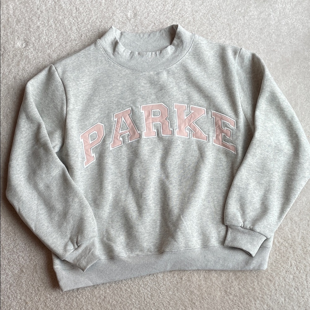 Parke Varsity Mock-neck Gray and Pink Sweatshirt